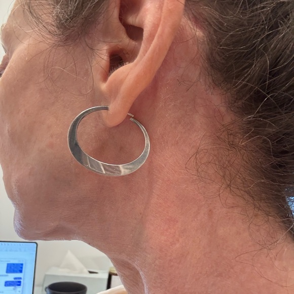 Hammered Silver Hoops! - Picture 4 of 7